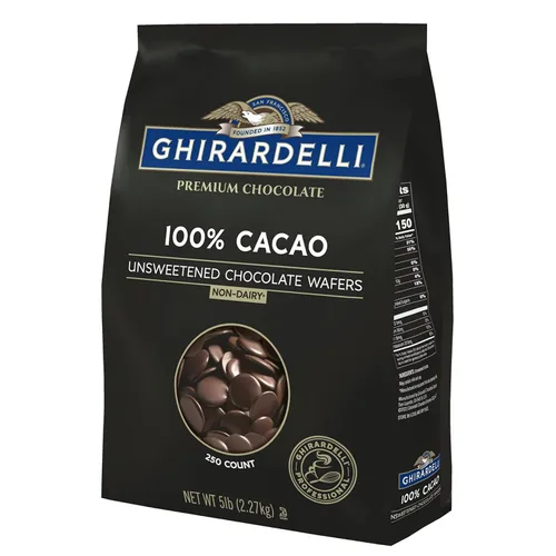 Ghirardelli Chocolate Company - Obleas 100% de cacao sin azúcar, bolsa de 5 libras (paquete de 1)