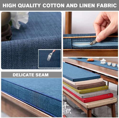 Vista 3 de Cojín de tamaño personalizado para banco, cojín personalizable para asiento de ventana de muebles de patio de interior y exterior, funda de lino