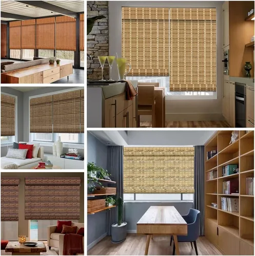 Vista 6 de LETAU Persianas enrollables de madera sin cordón para ventana, cortinas de bambú con filtro de luz para interiores, hogar, oficina, cocina, patrón 10