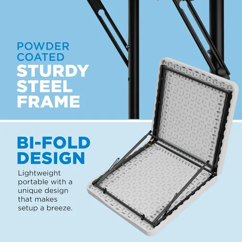 Vista 5 de Sorfey Mesa plegable de 4 pies x 24 pulgadas, ajustable a 4 alturas, plástico blanco