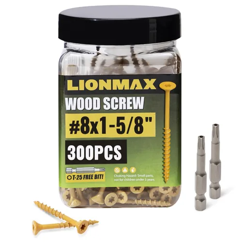 Vista 36 de LIONMAX Tornillos de cubierta de 1-1/4 pulgadas, tornillos para madera #8 x 1-1/4 pulgadas, 100 unidades, resistentes a la corrosión, revestimiento