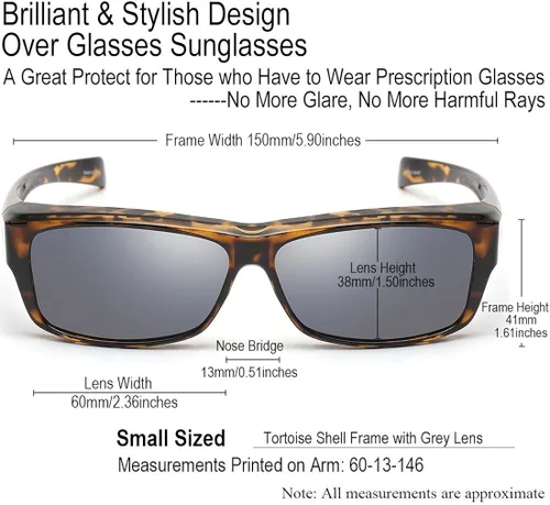 Vista 2 de CAXMAN Polarized Over Glasses Sunglasses for Prescription Frames, Small Medium & Oversized