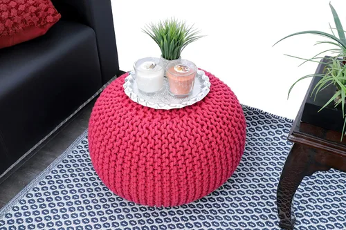 Vista 49 de FRELISH DECOR - Puf redondo otomano tejido a mano, 100% algodón, puf de punto, silla de suelo para sala de estar, reposapiés de dormitorio para sofá