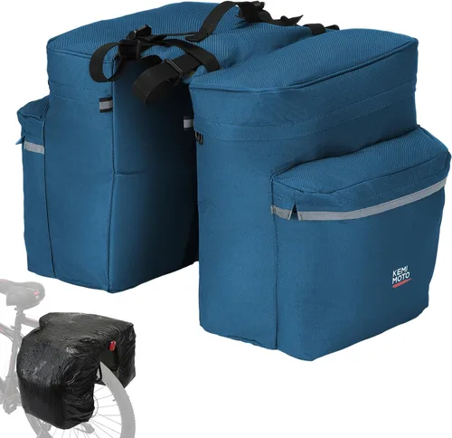Vista 10 de KEMIMOTO - Bolsa para bicicleta alforja con cubierta anti-lluvia, bolsa de sillín de bicicleta impermeable de 34L para almacenamiento de bolsas