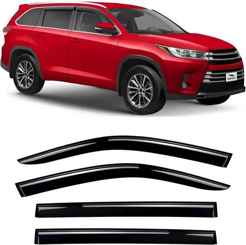 Voron Glass - Protectores contra la lluvia con cinta adhesiva extra duraderos para Toyota Highlander 2014-2019, deflectores de ventana, viseras de