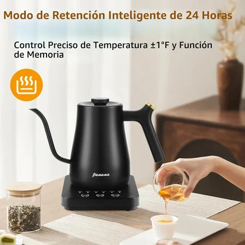 Vista 6 de Panana Hervidor eléctrico, hervidor eléctrico de cuello de cisne, control de temperatura con pantalla LCD, hervidor de té para verter sobre café
