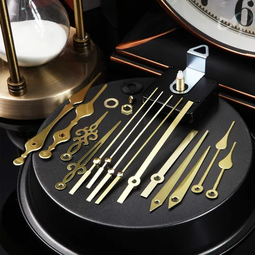 Vista 4 de Mudder 2 piezas mecanismo de reloj de alto torque cuarzo de eje largo con 5 pares de manecillas doradas diferentes kit de reparación de reloj