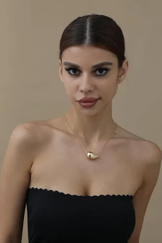 Vista 2 de Collar de gota, con forma de lágrima, chapado en oro de 14 quilates, hipoalergénico con dije de gota de agua para mujer