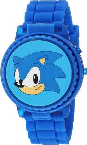 Vista 2 de Sonic The Hedgehog SNC4020 Reloj de cuarzo azul con pantalla digital para niños, Azul Patchwork