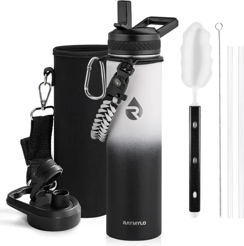 Vista 57 de RAYMYLO Botella de agua aislada de 20 onzas, de acero inoxidable al vacío de triple pared (fría durante 48 horas), a prueba de fugas y sin bisfenol