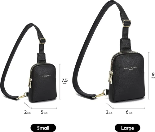 Vista 3 de INICAT Bolso bandolera pequeño de viaje de cuero para mujer, riñoneras cruzadas para mujer