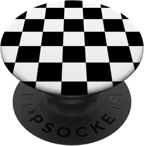 Patrón tradicional de cuadros en blanco y negro – PopSockets agarre y soporte para teléfonos y tabletas, Negro