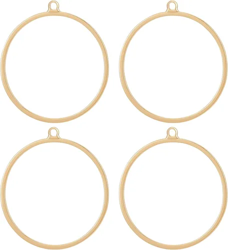 Vista 6 de Beebeecraft 1 Box 20Pcs Round Open Back Bezel Pendant 18K Gold Plated Brass Circle Hollow Mold Charms with Loop for DIY Pressed Flower Resin Crafts