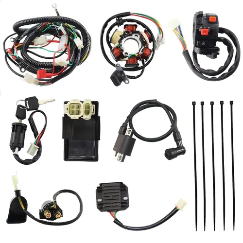 Vista 12 de PRO BAT GY6 - Arnés de cableado eléctrico completo de 150 cc con kit de tapa impermeable con CDI Magneto Estator para arranque eléctrico ATV Quad