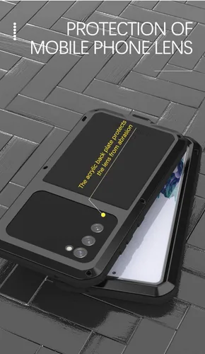 Vista 5 de LOVE MEI Funda para Galaxy S20 FE 5G, deportes al aire libre, impermeable, militar, resistente, a prueba de golpes, polvo y suciedad, aluminio