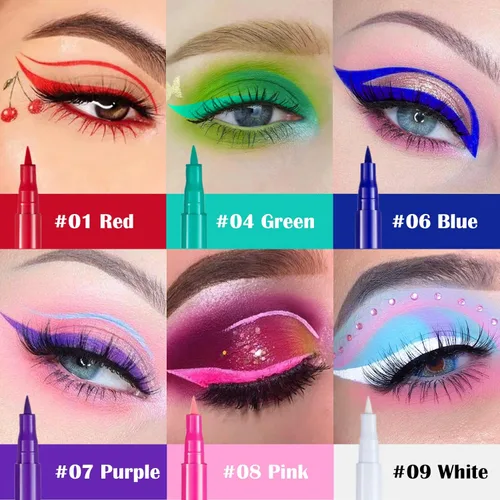 Vista 2 de Cevioce Liquid Eyeliner,6 Highly Pigment Colored Eye Makeup Matte Eyeliners,Long-lasting Smudge-proof White Eyeliner Pencil,Makeup for Kids Girls