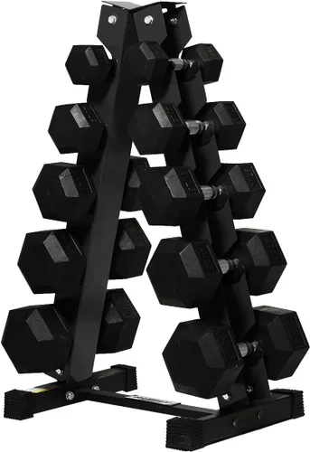 Vista 14 de RITFIT Rubber Hex Dumbbells Set with Rack, 180-780LB Heavy-Duty Cast Iron Core, Knurled Chrome Handle, Space-Saving Storage Rack for Home Gym