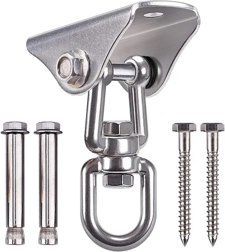 Vista 8 de SELEWARE Colgador de columpio de acero inoxidable resistente, ganchos de columpio de montaje en techo, accesorios para columpios de porche, juego