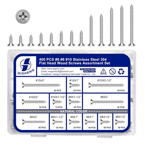 Vista 18 de QISHENG - Juego de 100 tornillos Phillips de cabeza plana de acero inoxidable marrón #6X1-1/2 (3.8 cm), tornillo de acero inoxidable 18-8 A2 (304)