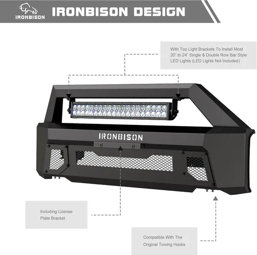 Vista 4 de IRONBISON Parachoques delantero compatible con Ford F150 2015-2017 (incluye modelo con motor EcoBoost) Guardaparachoques para camioneta F150, barra