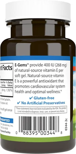 Vista 3 de Carlson - E-Gems, 400 UI (268 mg), salud cardíaca y bienestar óptimo, antioxidante, 90 geles blandos