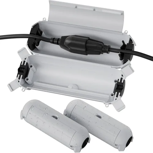 Vista 22 de Flemoon [Paquete de 3] Cubierta de cable de extensión para exteriores, impermeable, resistente a la intemperie, caja de conexión eléctrica