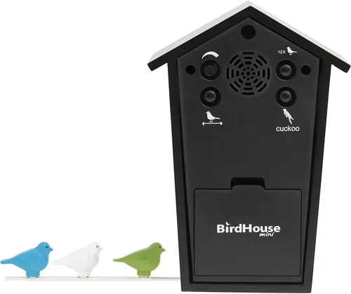 Vista 2 de KOOKOO Birdhouse Mini - Reloj de cuco moderno con 12 canciones naturales de pájaros o llamada de cuco