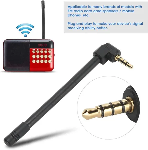 Vista 4 de Antena externa de radio universal, antena de radio de interfaz de 0.138 in, antena de recepción de audio al aire libre de ángulo recto de 90 grados