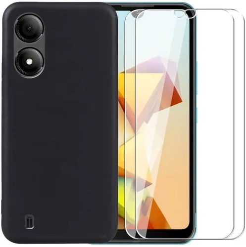 Vista 6 de Funda de silicona para ZTE Blade A33S, funda protectora de cuerpo completo y suave al tacto, a prueba de golpes, con forro de microfibra (negro)