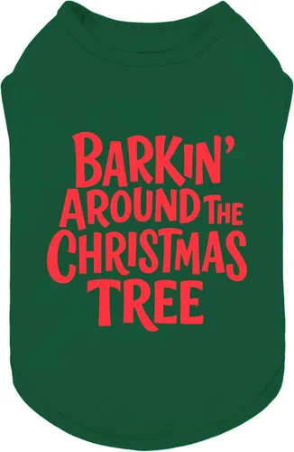Fitwarm Barkin' Around the Christmas Tree - Camisa para perro, ropa navideña para perros pequeños, niños y niñas, camiseta sin mangas festiva para