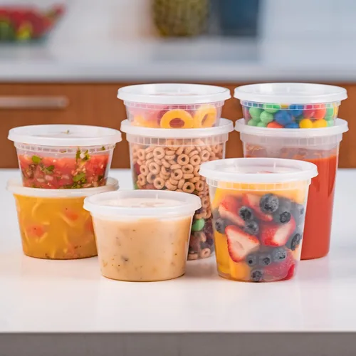 Vista 7 de EDI [8 OZ, 50 juegos] Contenedores de plástico para almacenar alimentos deli con tapas herméticas Apto para microondas, congelador, lavavajillas