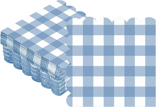 Seajan 100 servilletas de cóctel desechables de 5 x 5 pulgadas, borde festoneado, servilletas de papel a cuadros para bodas, fiestas de cumpleaños,