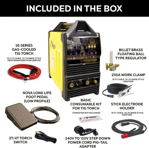 Vista 3 de Nuevo 2024 AHP Alpha-TIG 225Xi, soldador TIG/Stick de 200 amperios IGBT AC/DC con pulso, voltaje dual 110v/220v