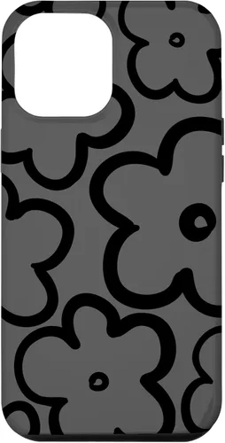 Vista 26 de Cute Flower Pattern Wildflower Charcoal Grey Black Floral Case for iPhone 17