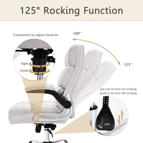 Vista 6 de POWERSTONE Silla de oficina ergonómica grande y alta, respaldo alto, silla de escritorio ejecutiva para computadora, tapizada, cómoda, silla