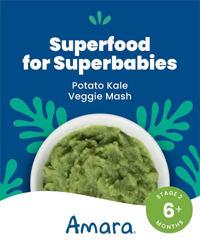 Vista 2 de Amara Alimento orgánico para bebés, etapa 2, patata de col rizada, cereales para bebés para mezclar con leche materna, agua o fórmula de bebé