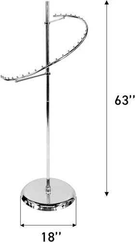 Vista 2 de SSWBasics Elegante estante de ropa espiral cromado - 29 bolas de ropa al por menor soporte de exhibición - 63 "H - Boutique ropa y accesorios