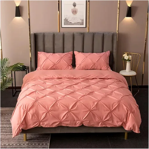 Bed, Pinch Pleat Duvet Cover 220x240 Solid Color Single and Double Bedding Sets Duvet Cover Duvet Cover Combo