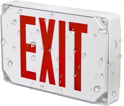Vista 10 de LEONLITE Señal de salida LED roja, luz de salida de ubicación húmeda con batería de respaldo, certificación UL, iluminación de emergencia cableada