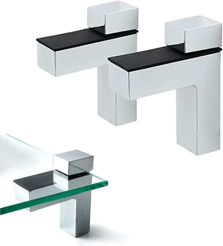 Vista 12 de awen 2 soportes flotantes ajustables de madera/vidrio para estantes de montaje en pared, cromo pulido (paquete de 2)