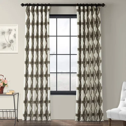 HPD Half Price Drapes Cortinas estampadas de algodón de 84 pulgadas de largo (1 panel), cortinas de oscurecimiento de habitación para dormitorio y
