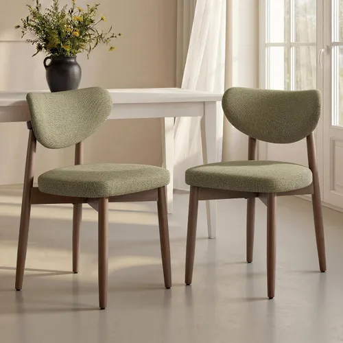 Vista 15 de VASAGLE Juego de 2 sillas de comedor de madera, sillas de cocina tapizadas Cappuccino Beige