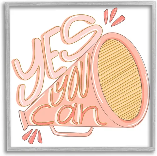 Vista 11 de Stupell Industries Yes You Can Megaphone Cheerleader Shout Frase motivacional, diseño de Anna Whitham, rosa