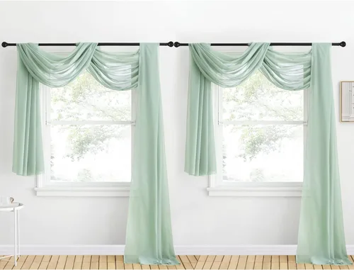 Vista 19 de NICETOWN Cenefa decorativa larga para ventana, cenefa de bufanda de boda, cortina de gasa para sala de estar, dormitorio, ceremonia