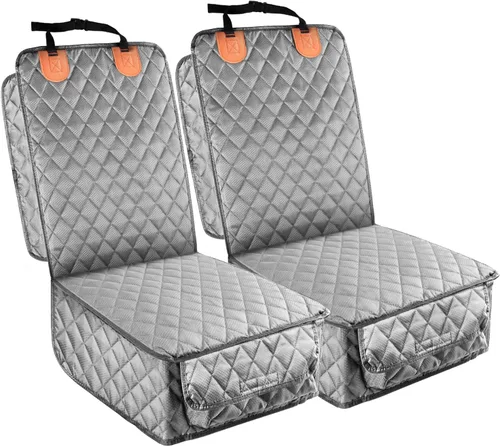 Vista 10 de PETICON Paquete de 2 fundas de asiento delantero, funda de asiento de automóvil para perro de protección completa con solapas laterales