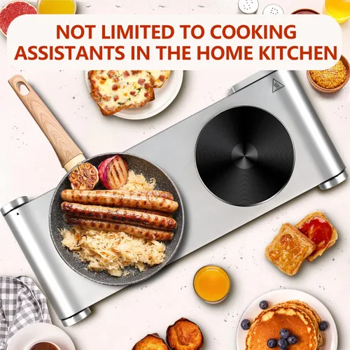 Vista 7 de CUSIMAX Doble quemador, placas eléctricas para cocinar, placa caliente doble de 1800 W, estufa eléctrica portátil, quemadores de encimera con placas
