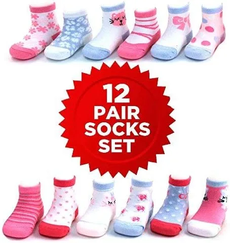 Vista 4 de Rising Star Baby Girl Socks Hearts, Kittens - Socks for Infant Girls (0-24M)