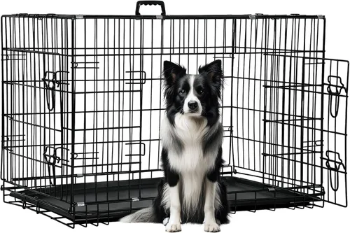 Vista 35 de FDW Jaula para perros pequeños, de 18 pulgadas, plegable, de alambre de metal, para mascotas, una sola puerta con panel divisor, para interiores