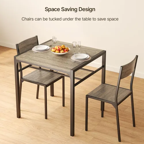 Vista 4 de Gizoon Juego de mesa de comedor para 2, mesa de cocina de 3 piezas con 2 sillas para espacios pequeños, apartamento, cocina, comedor, ahorro