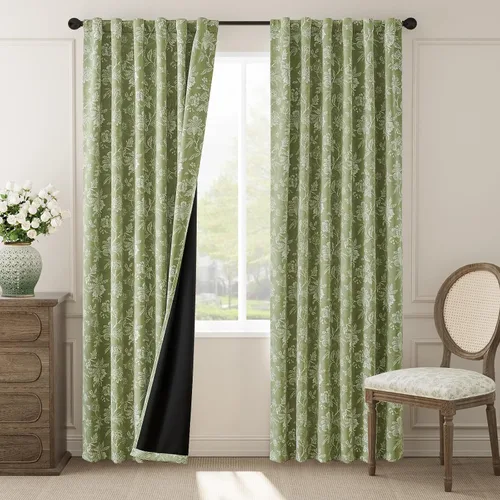 Vista 33 de jinchan Cortinas Opacas Florales para Dormitorio, 63 Pulgadas de Largo Cortinas Opacas con Estampado de Flores, Estilo Campo Francés con Pestañas